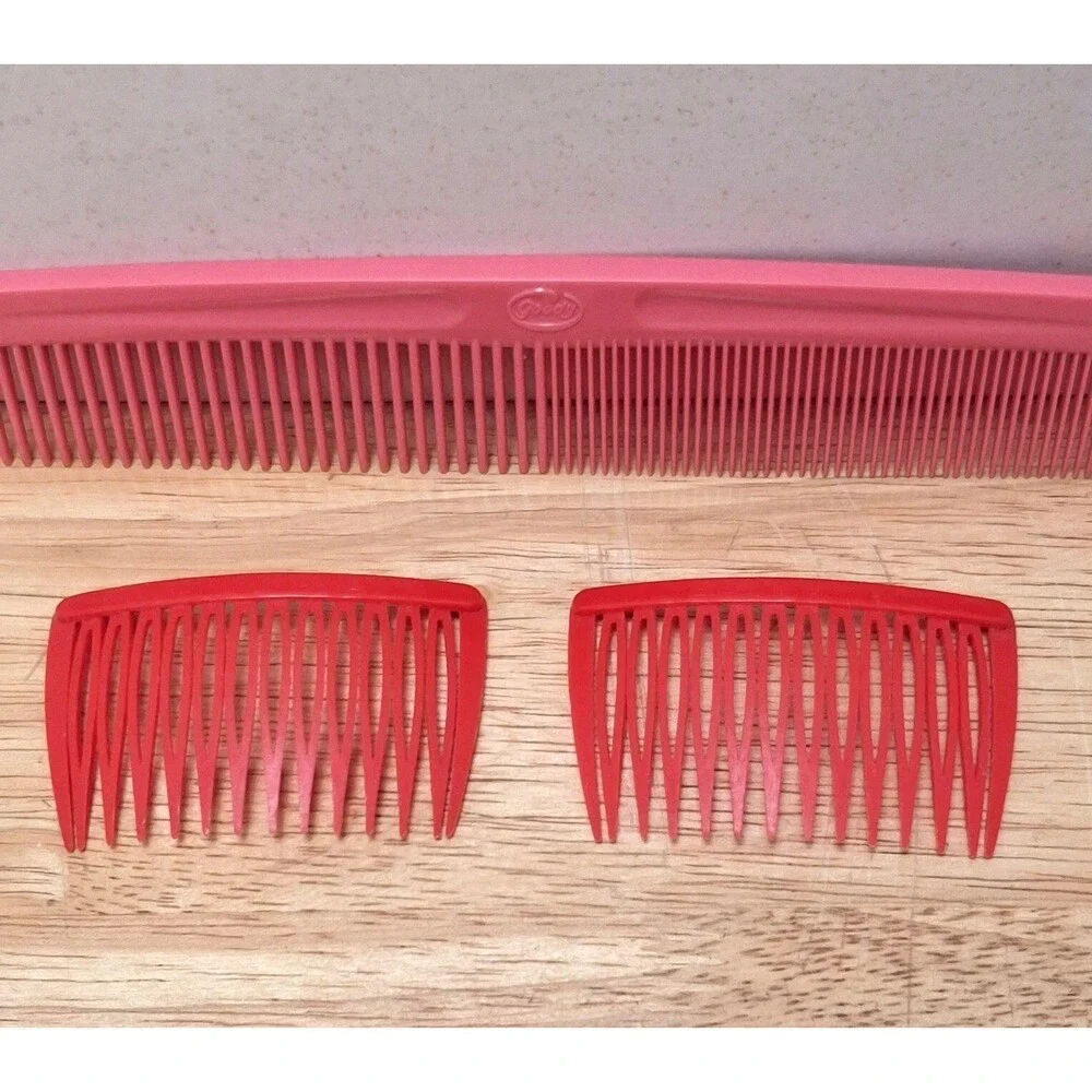 Vintage Goody USA Comb & Red Hair Combs Pink Wide Tight Teeth Unbreakable 7.5”